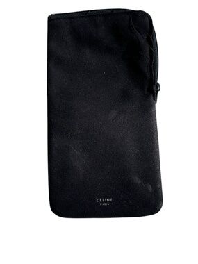 Celine Paris France top-zip around soft leather glasses carrier case bag pouch